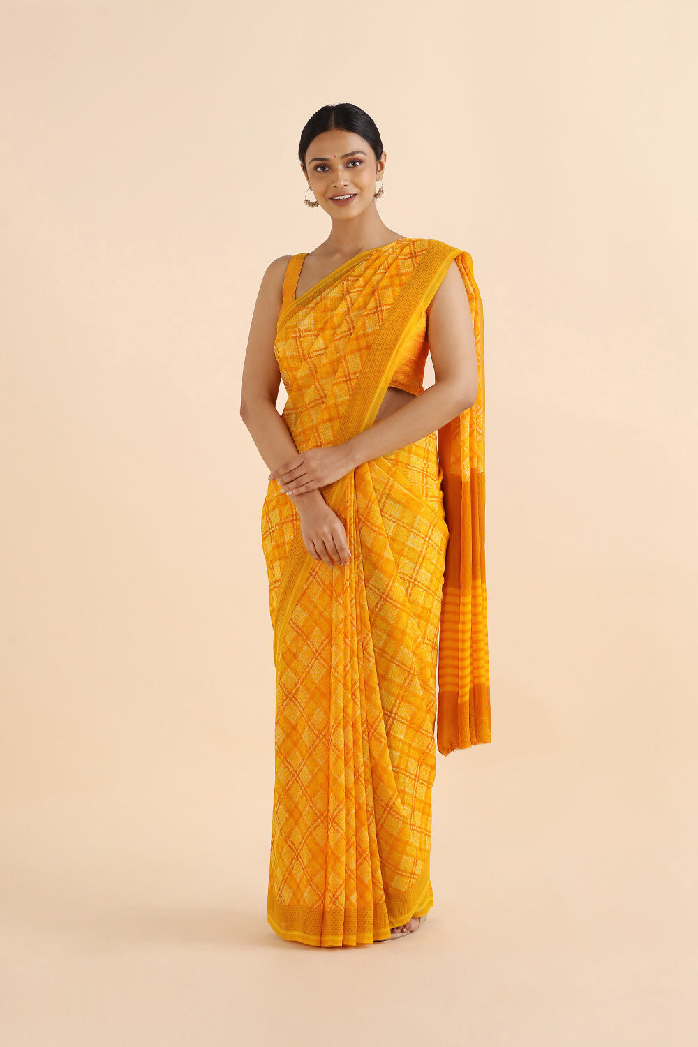Light Yellow Pure Georgette Printed Saree image number null