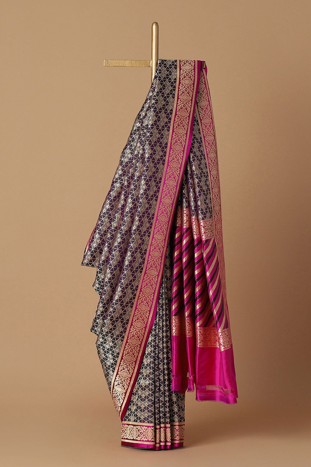 Dark Blue Pure Silk Banarasi Brocade Saree image number null