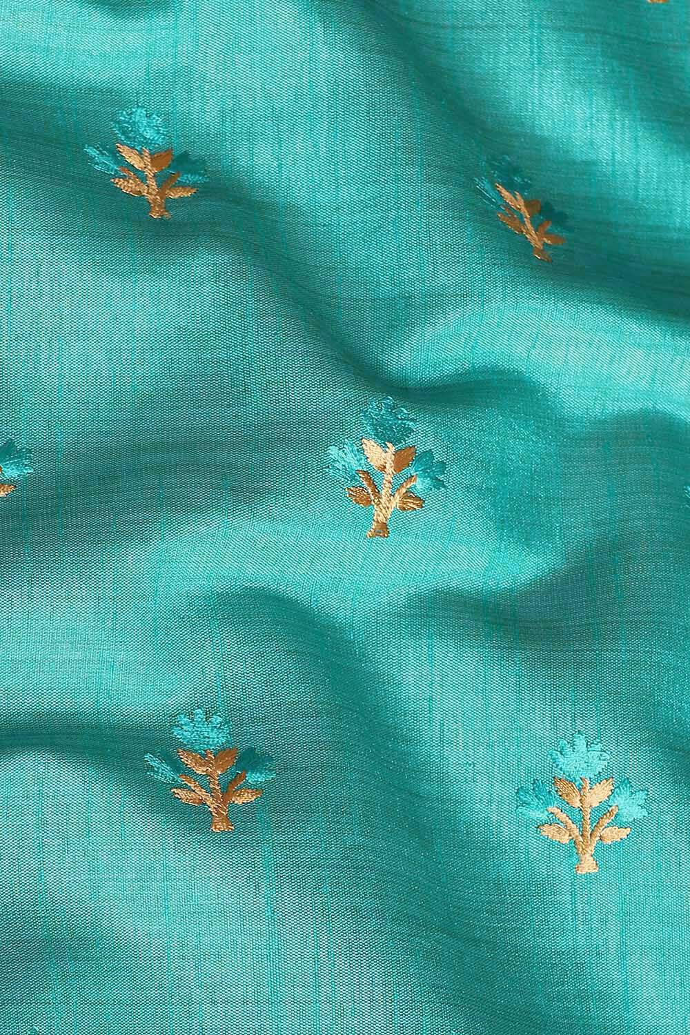 Blue Pure Embroidered Saree image number null