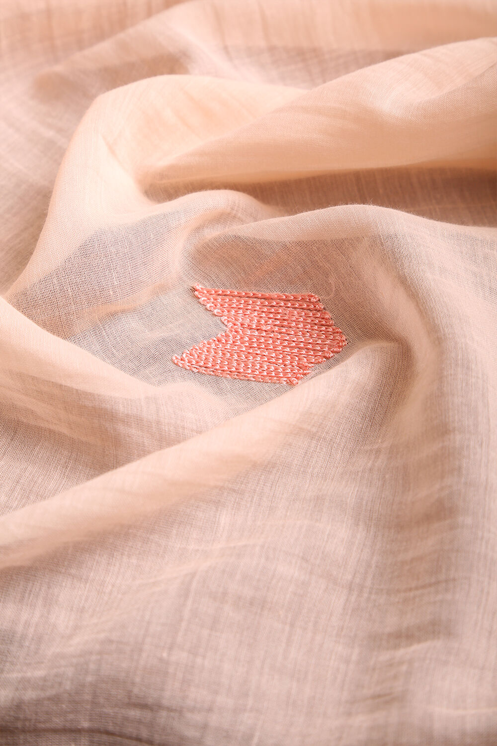 Light Orange Embroidered Pure Silk Cotton Suit Set image number null