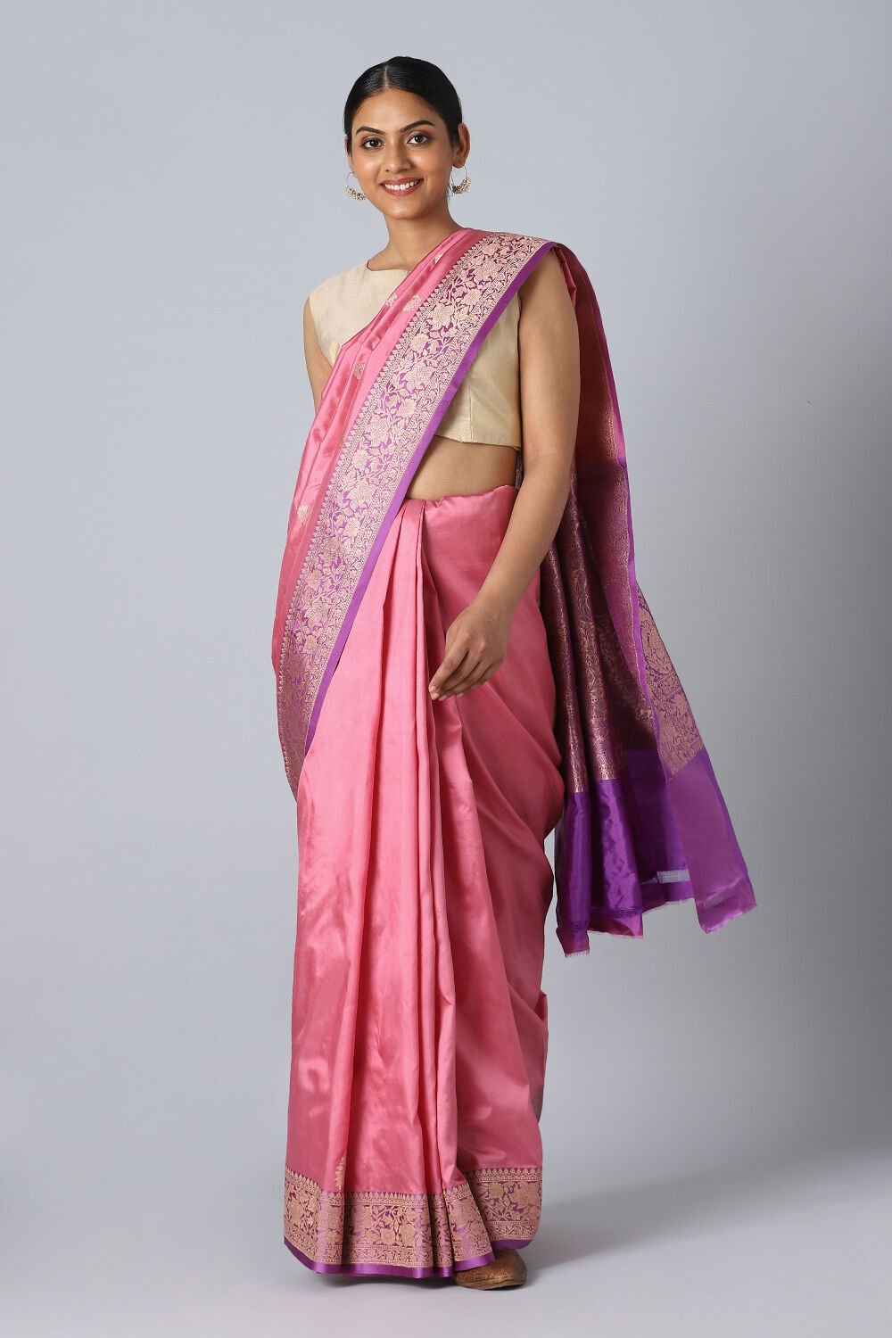Light Pink Pure Silk Banarasi Saree image number null