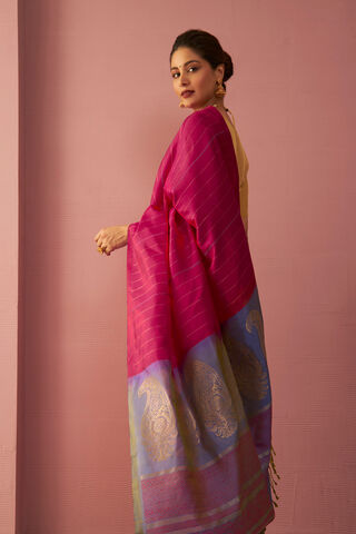 Pink Woven Pure Soft Silk Saree thumbnail image number null
