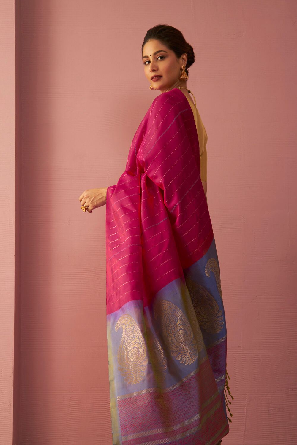 Pink Woven Pure Soft Silk Saree image number null
