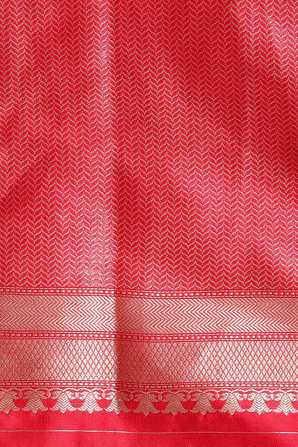 Dark Red Pure Silk Banarasi Saree image number null