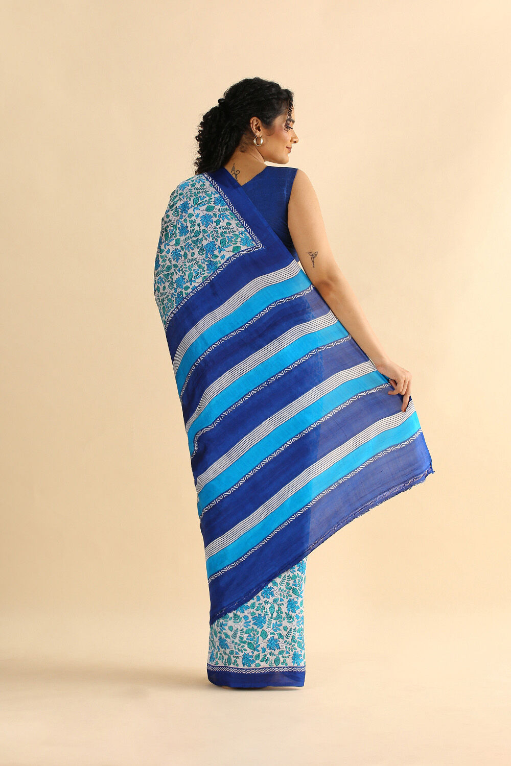 Blue Pure Silk Printed Saree image number null