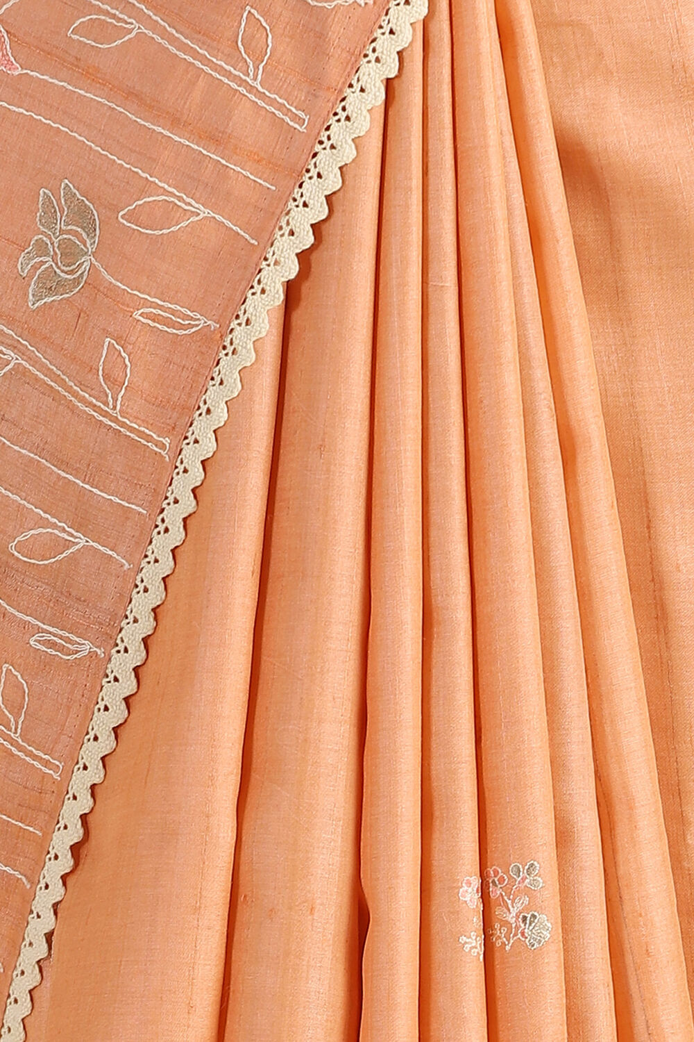 Light Orange Embroidered Pure Tussar Saree image number null