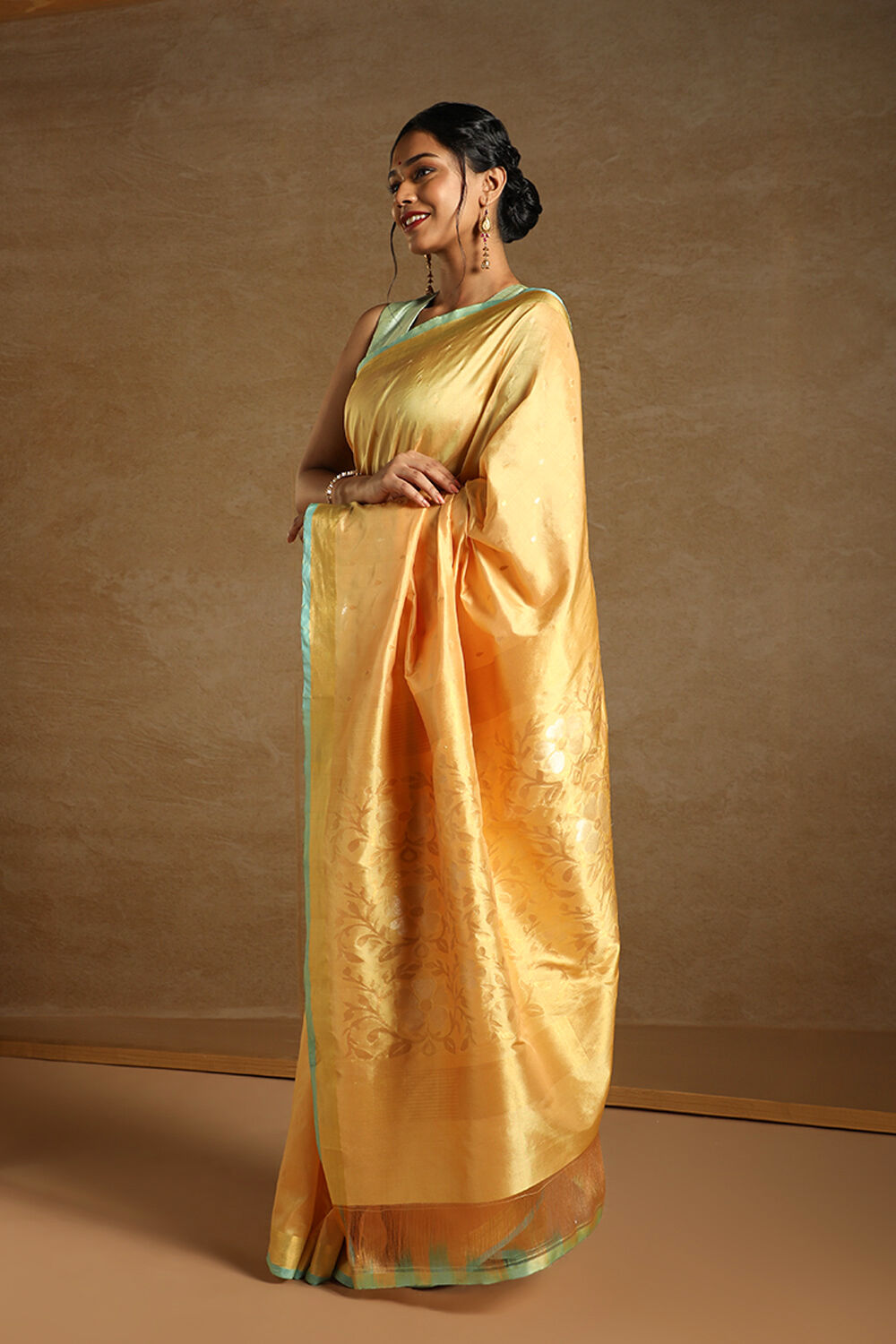 Yellow Pure Silk Uppada Jamdani Saree image number null