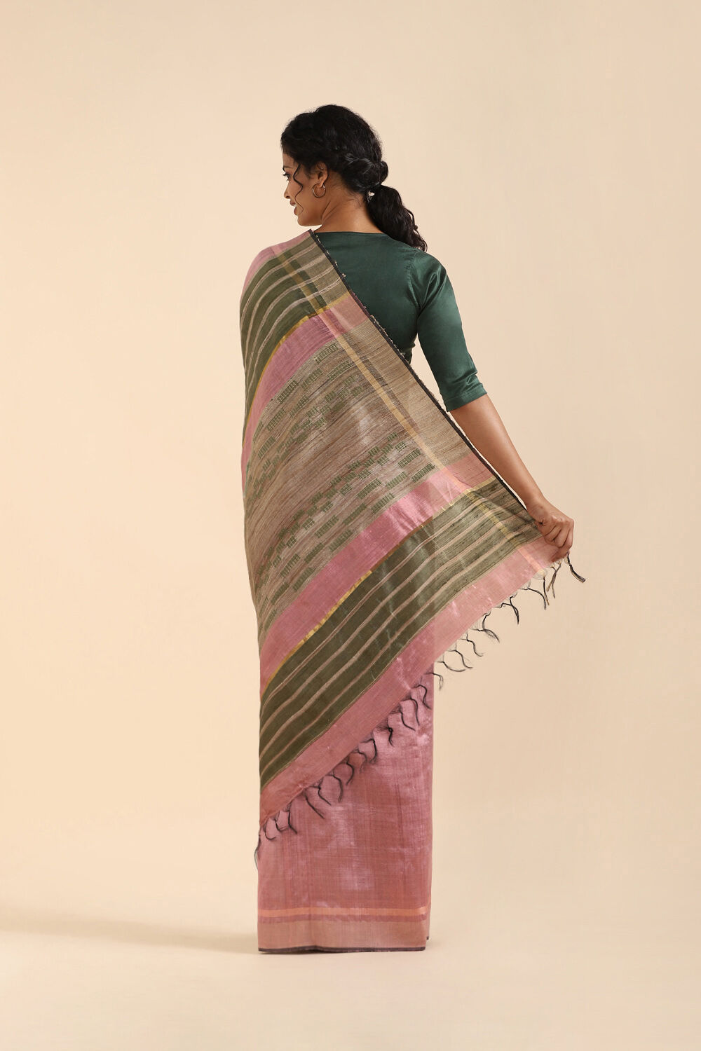 Pink Pure Tussar Silk Bhagalpuri Saree image number null