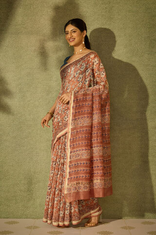 Brown Rajasthan Pure Silk Cotton Printed Sanganeri Saree thumbnail image number null