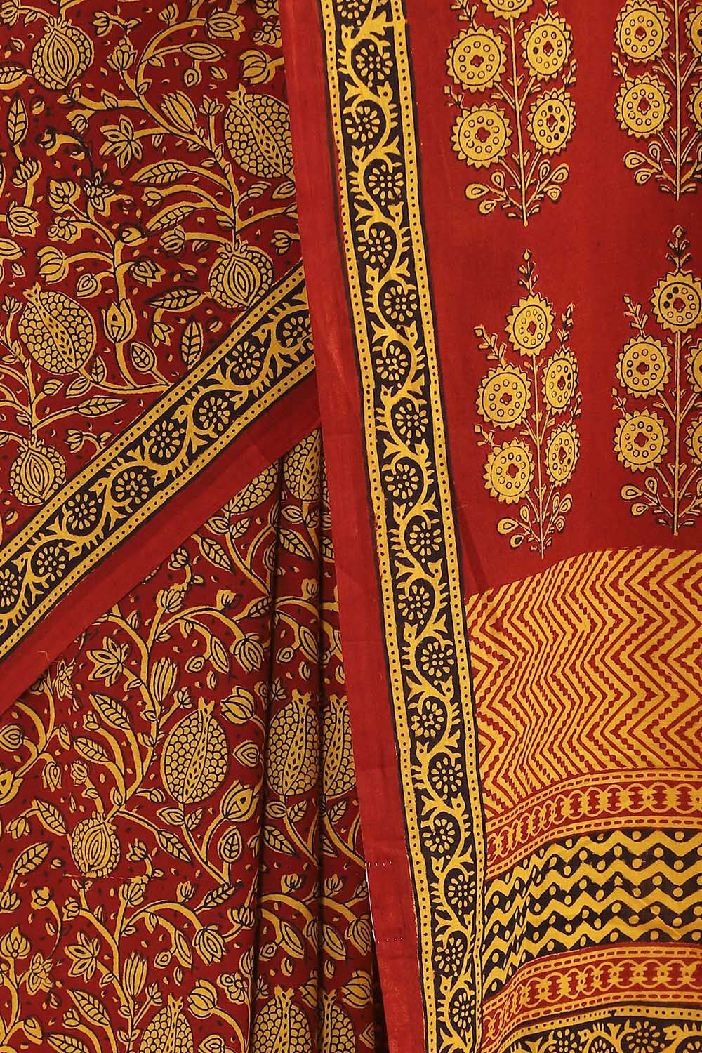 Yellow Pure Cotton Bagh Printed Saree image number null