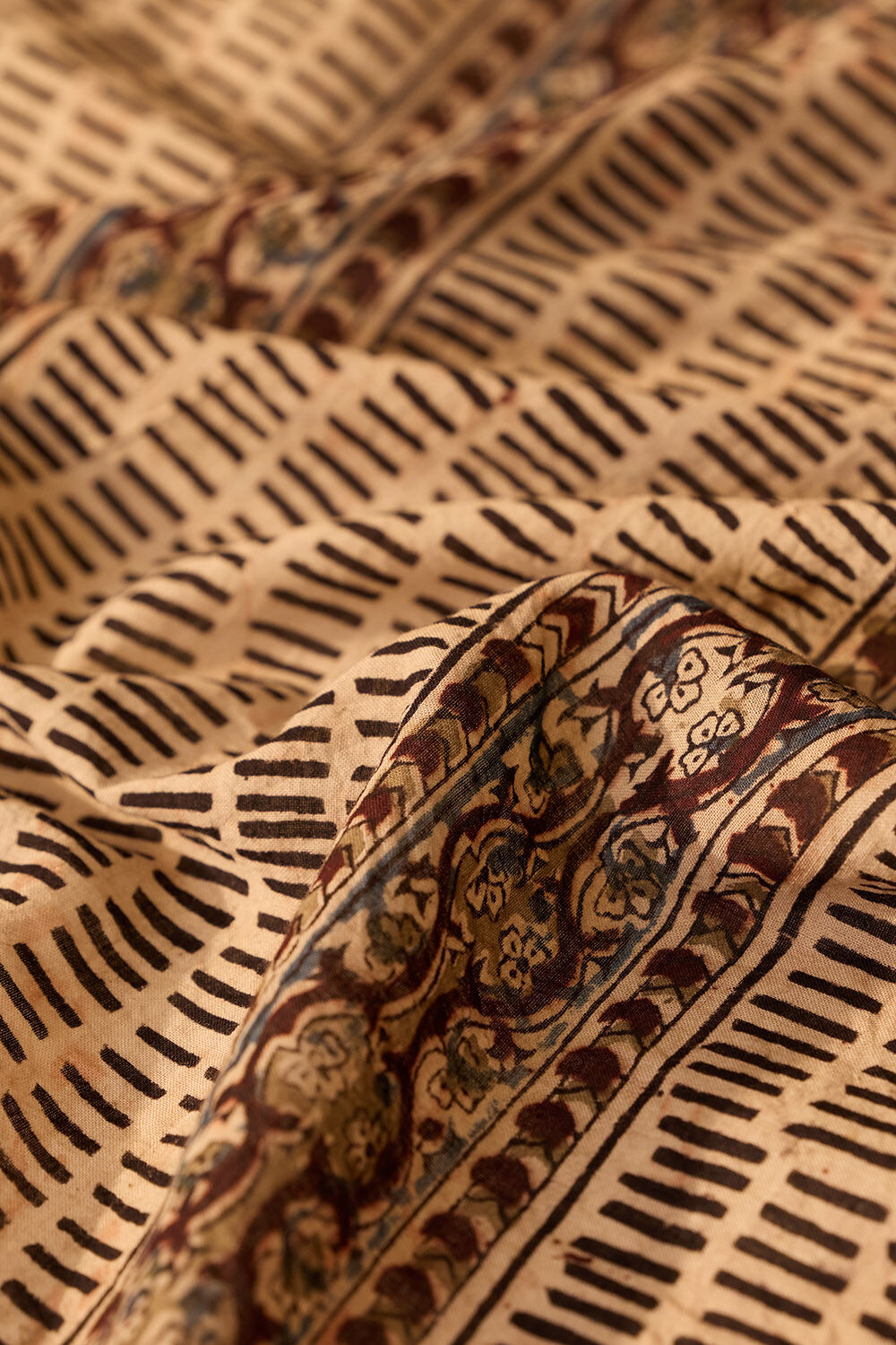 Beige Printed Kalamkari Machilipatnam Pure Cotton Saree image number null