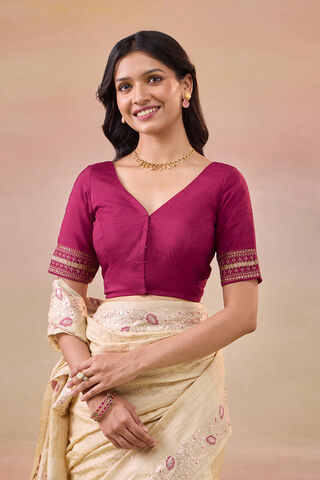 Dark Pink Pure Viscose Embroidered Blouse thumbnail image number null