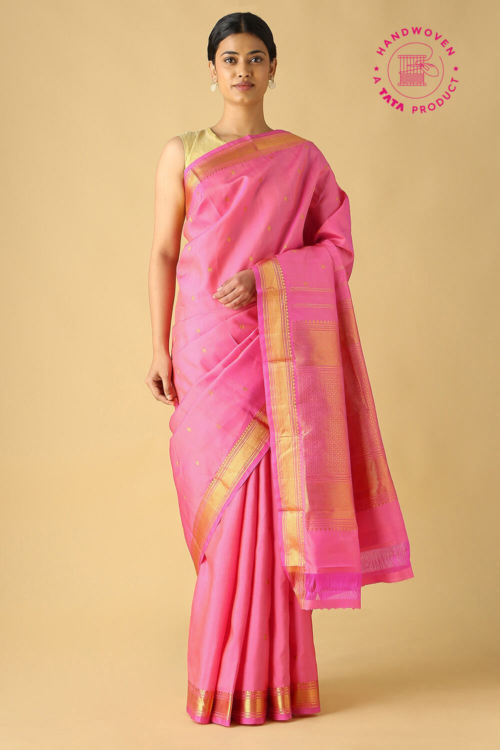 Pink Pure Silk Kanjivaram Saree image number null
