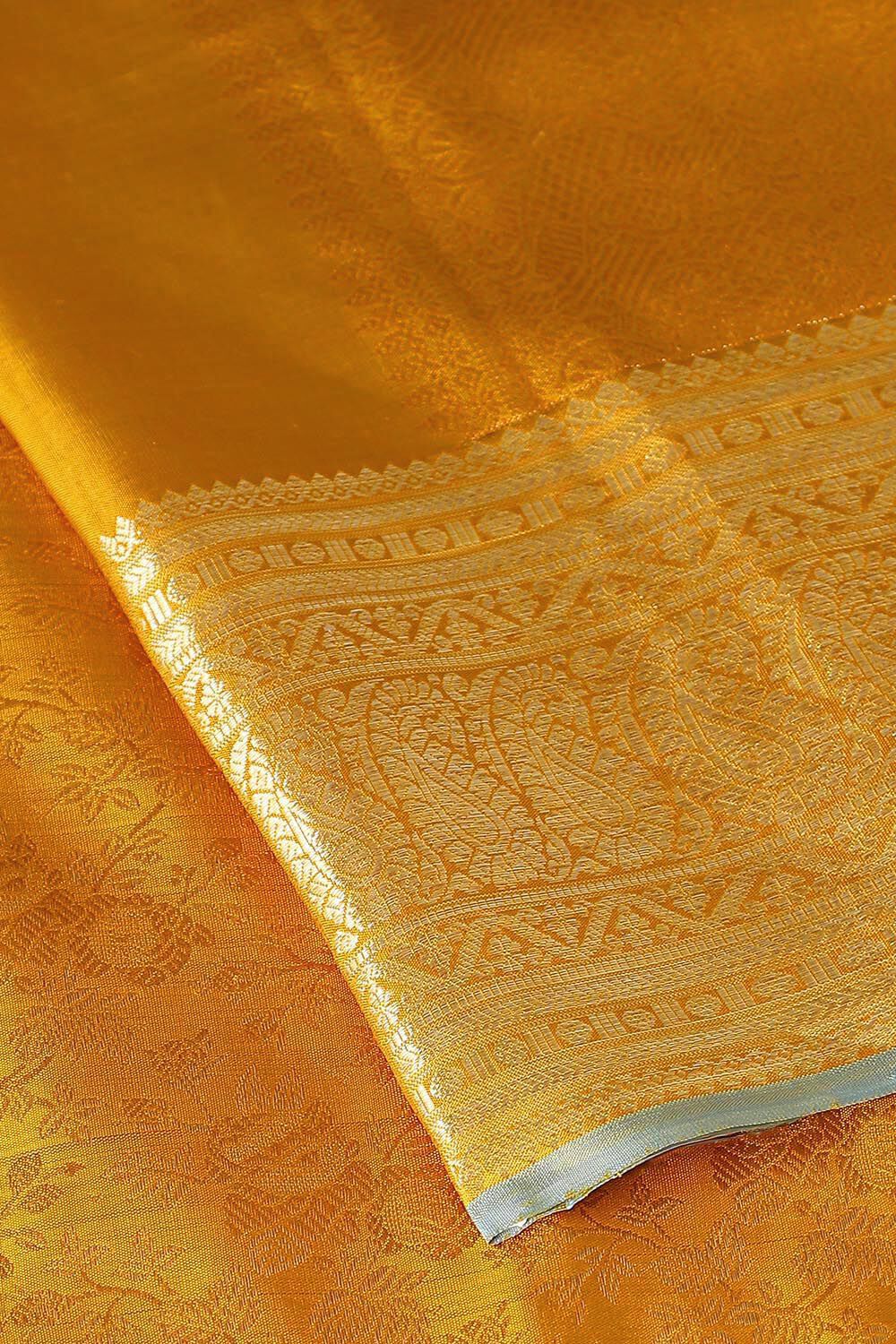 Yellow Pure Silk Kanjivaram Saree image number null
