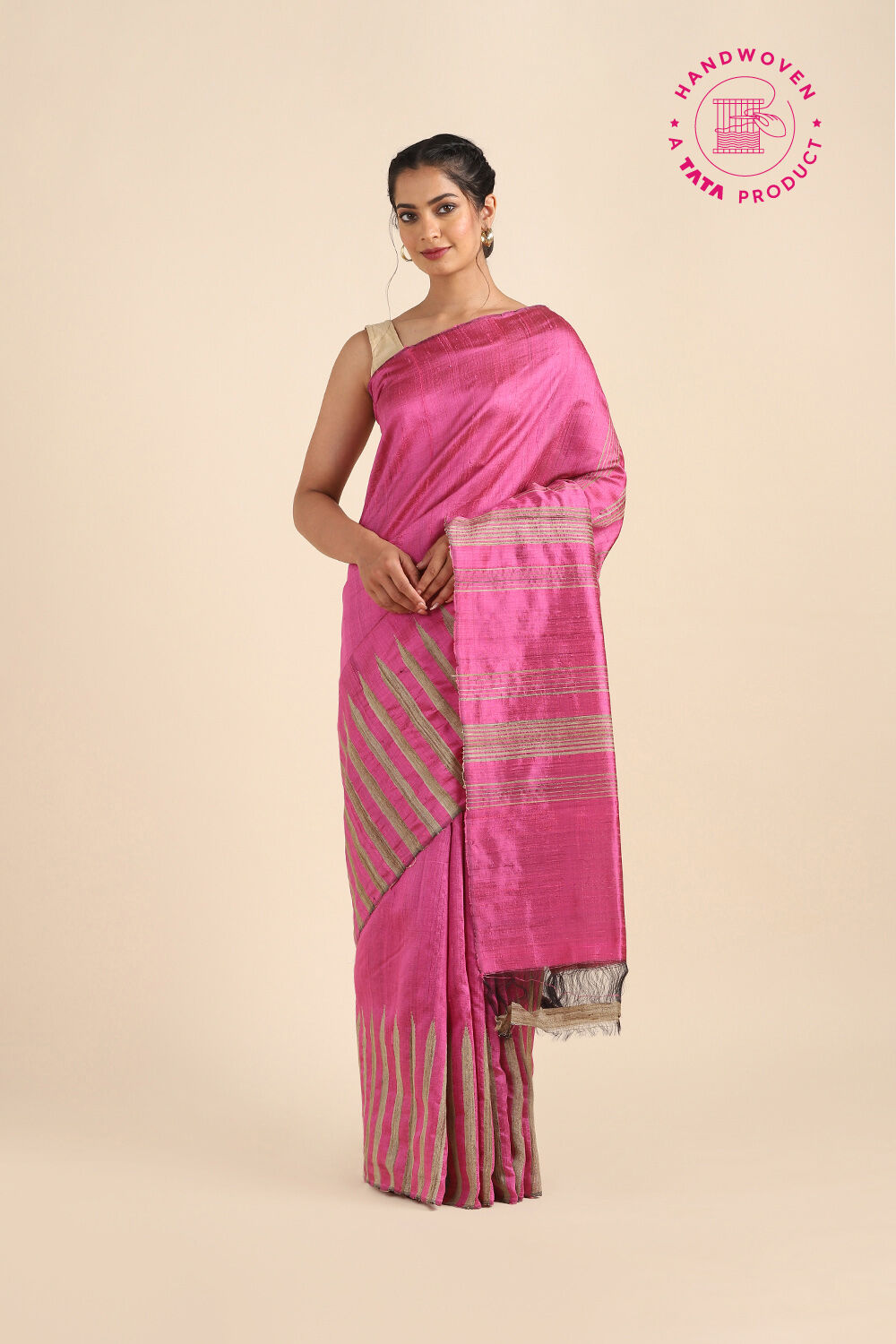Pink Pure Silk Woven Saree image number null