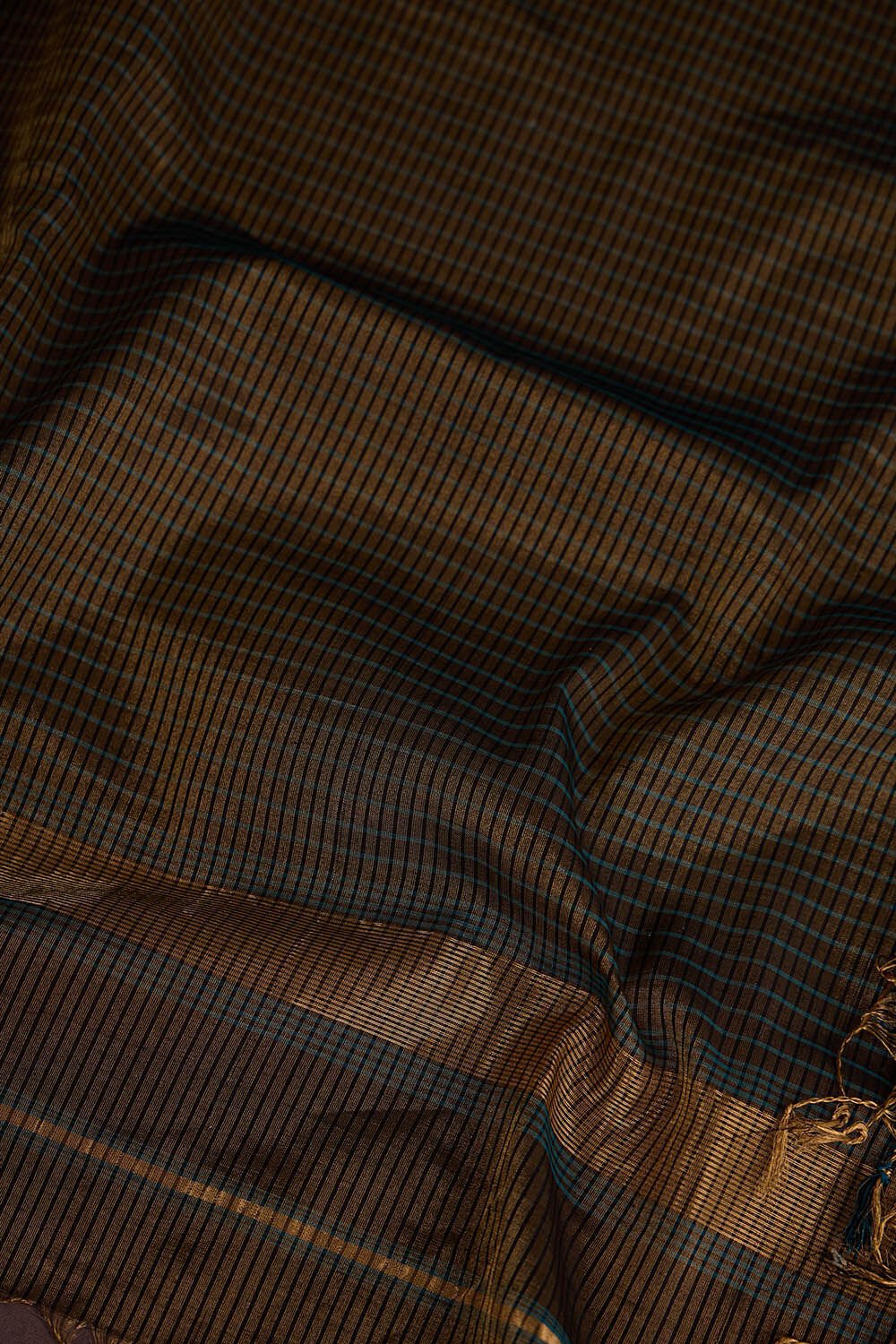 Black Woven Pure Tissue Cotton Maheshwari Saree image number null