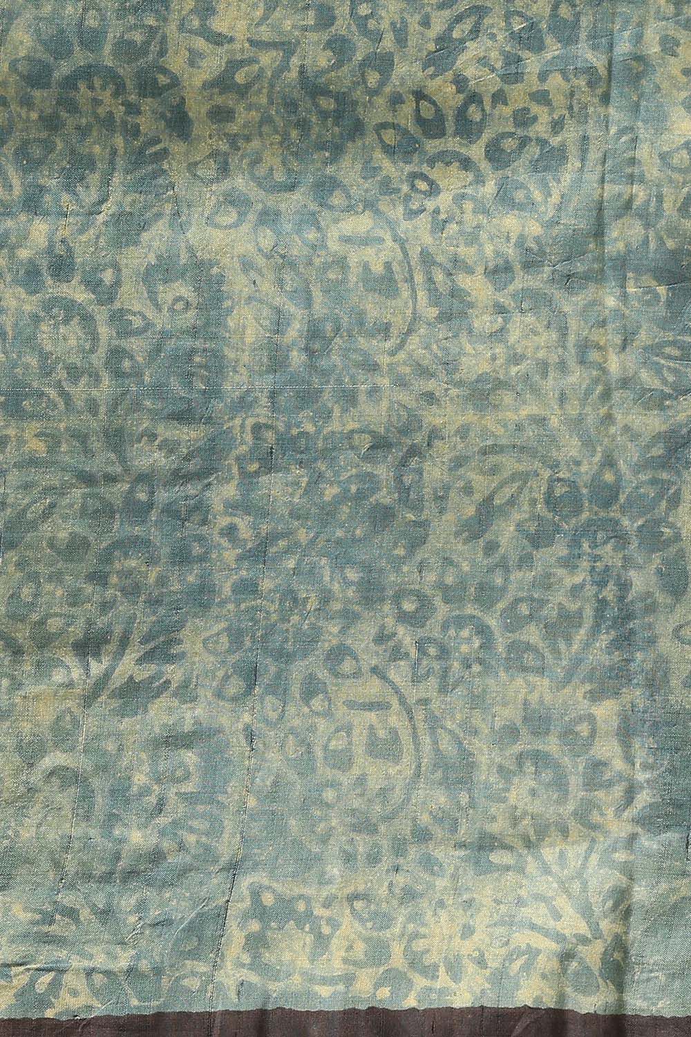 Blue Pure Silk Ajrakh Printed Saree image number null