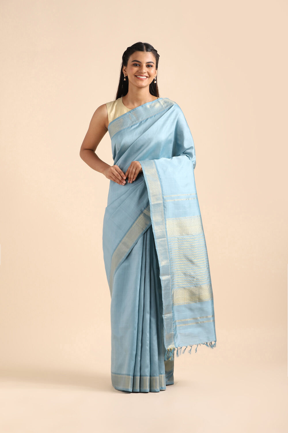 Blue Pure Silk Kanjivaram Saree image number null