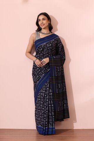 Black Odissa Pure Cotton Ikat Saree thumbnail image number null