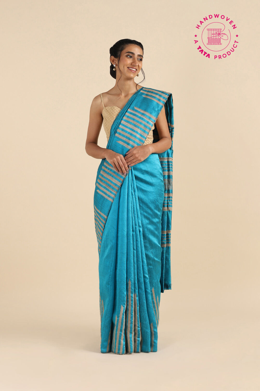 Light Blue Pure Silk Woven Saree image number null