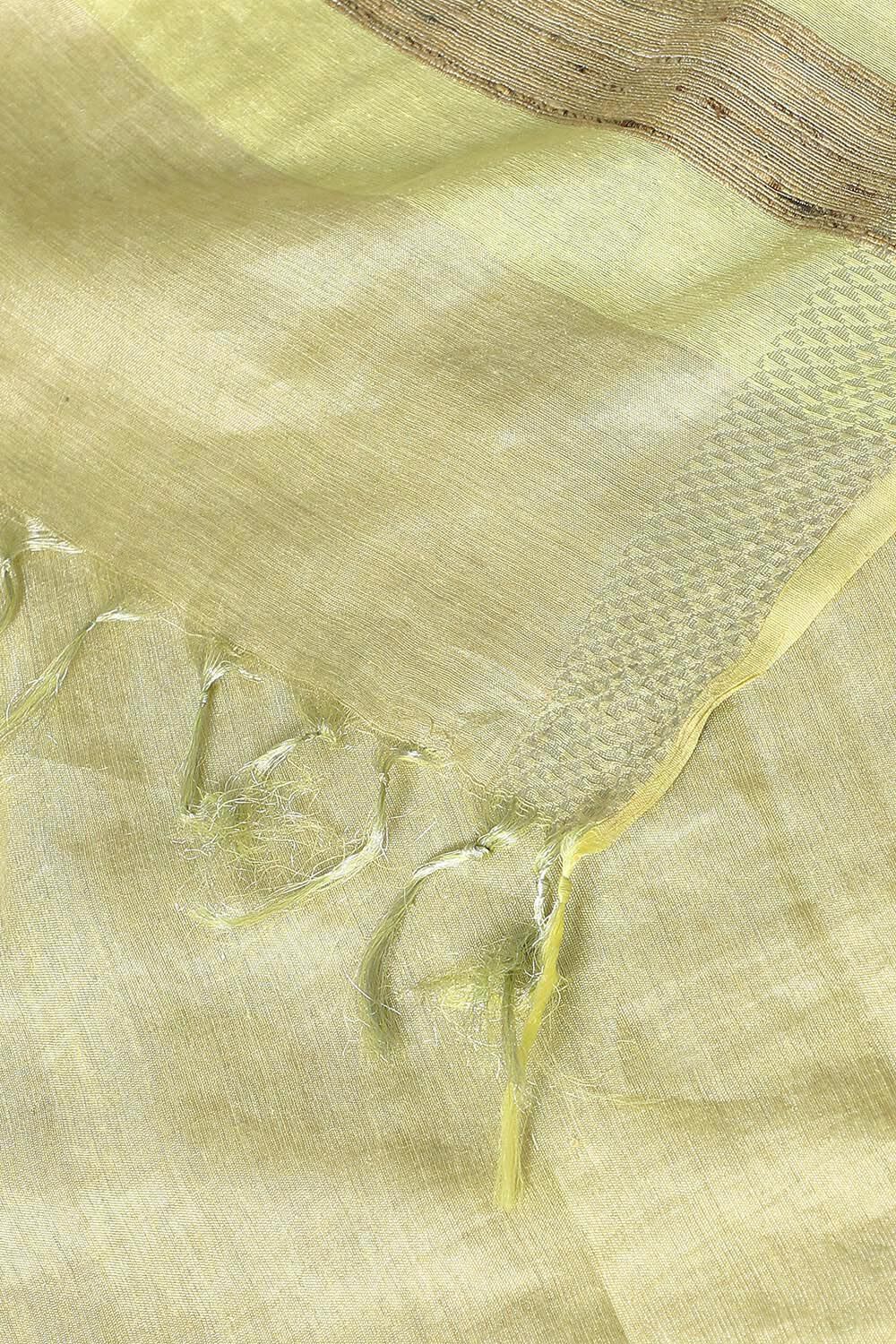 Yellow Pure Tussar Silk Bhagalpuri Saree image number null
