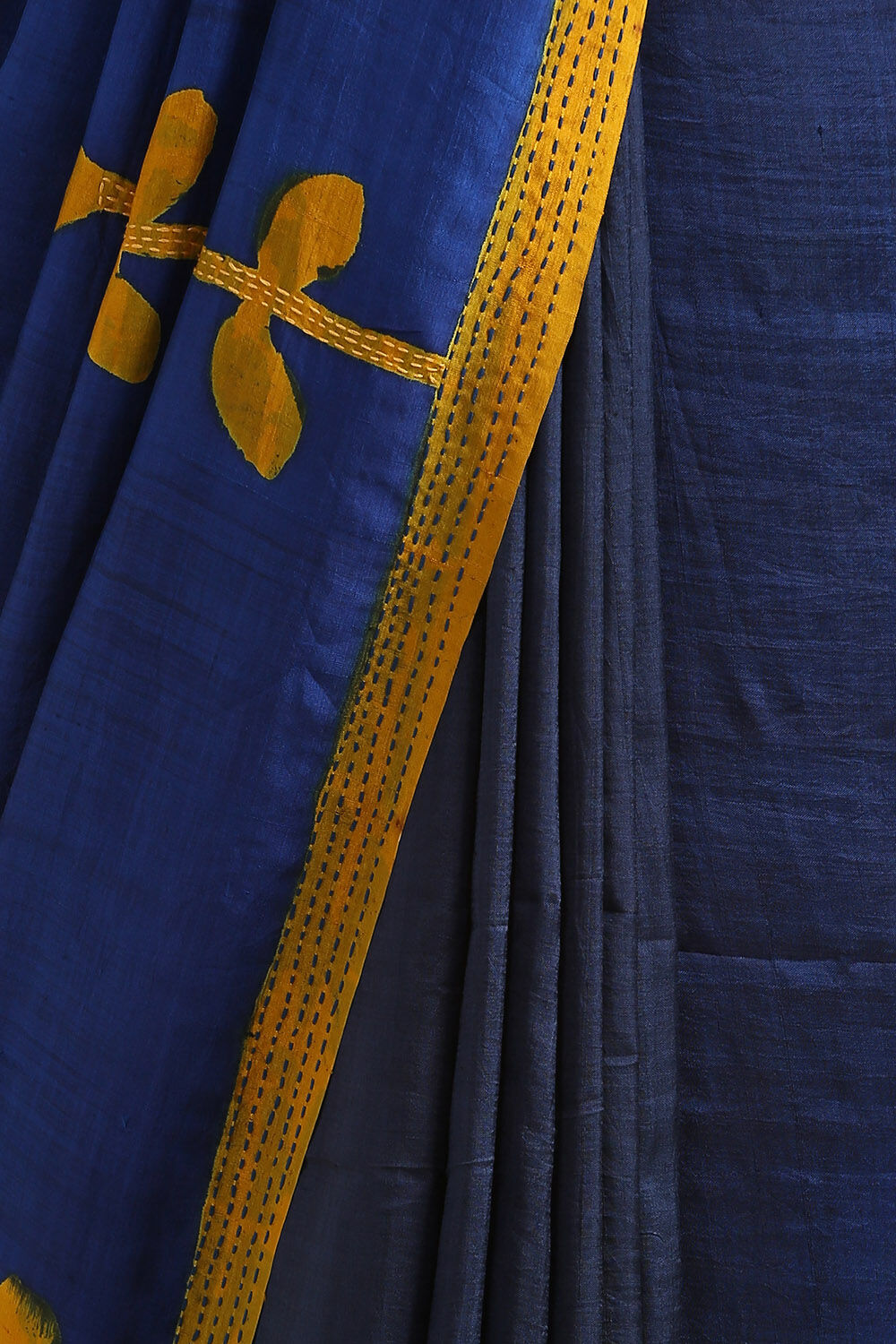 Blue Pure Silk Kantha Saree image number null