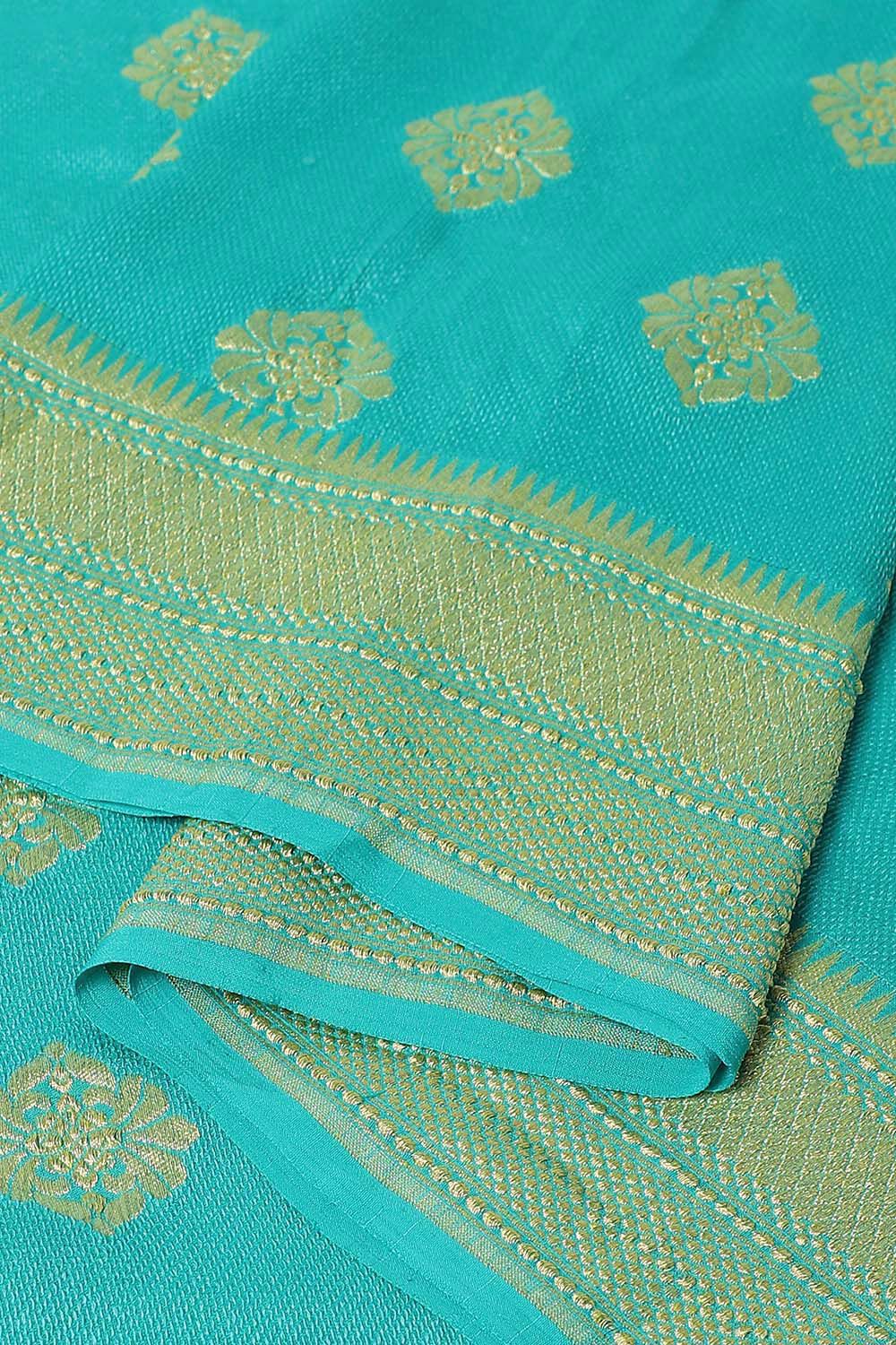 Blue Pure Georgette Banarasi Brocade Saree image number null