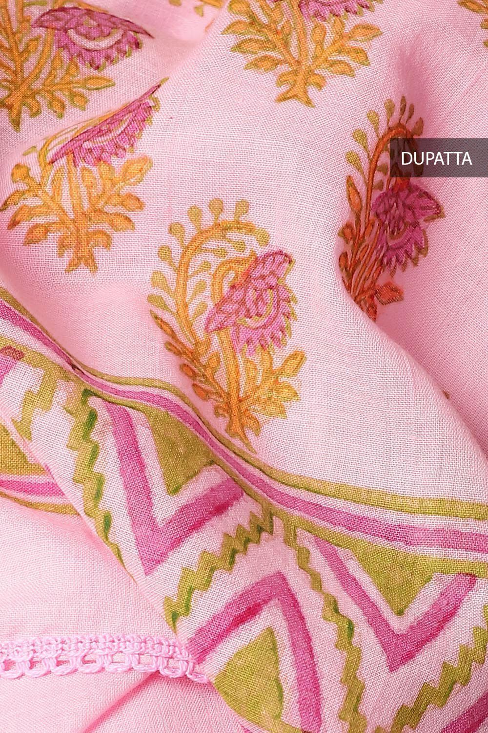 Pink Cotton Embroidered Unstitched Suit Set image number null