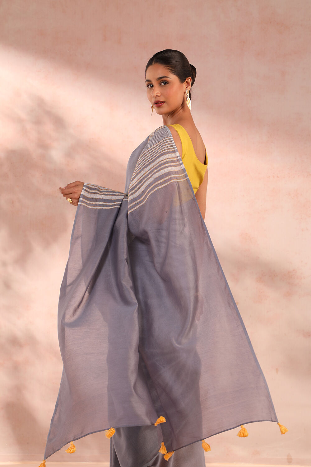 Grey Bengal Pure Silk Cotton Printed Embroidery Saree image number null