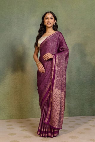 Purple Woven Pure Viscose Saree thumbnail image number null