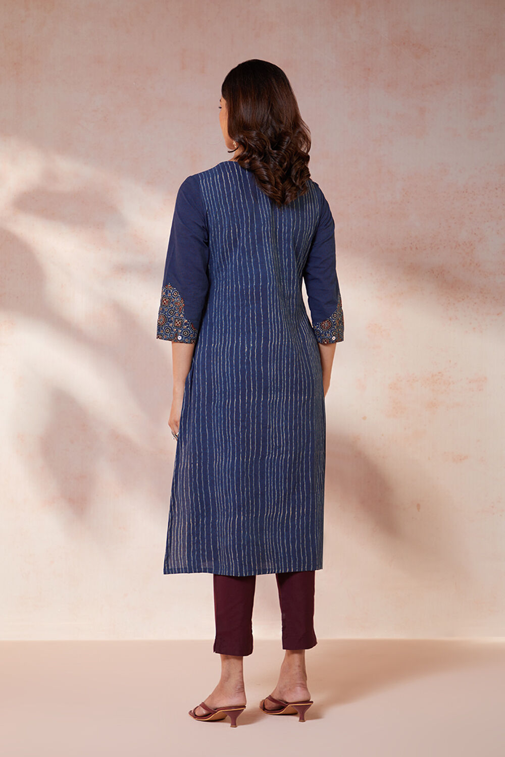 Blue Pure Cotton Ajrakh Bandhani Kurta image number null