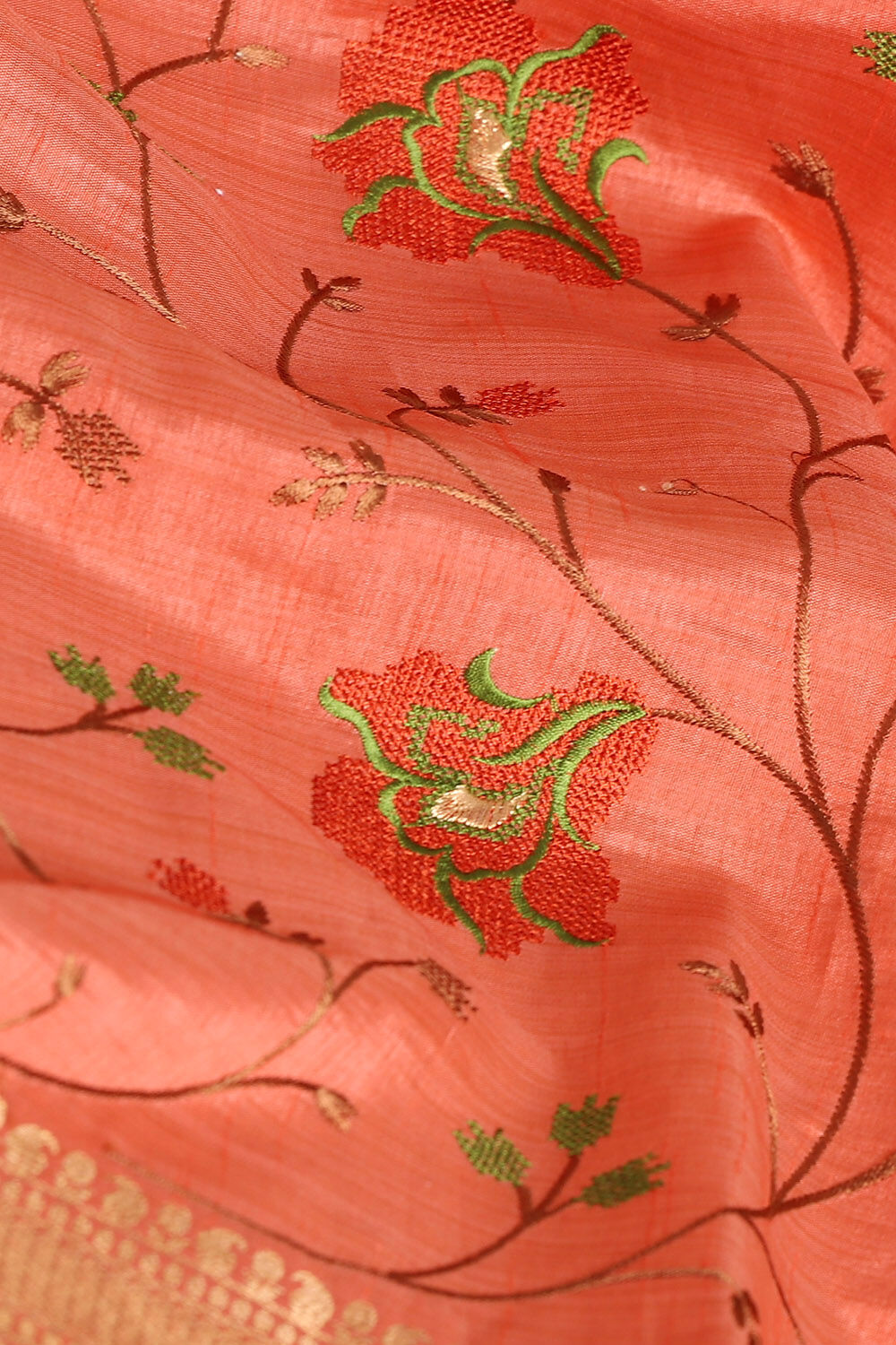 Light Pure Orange Embroidered Saree image number null