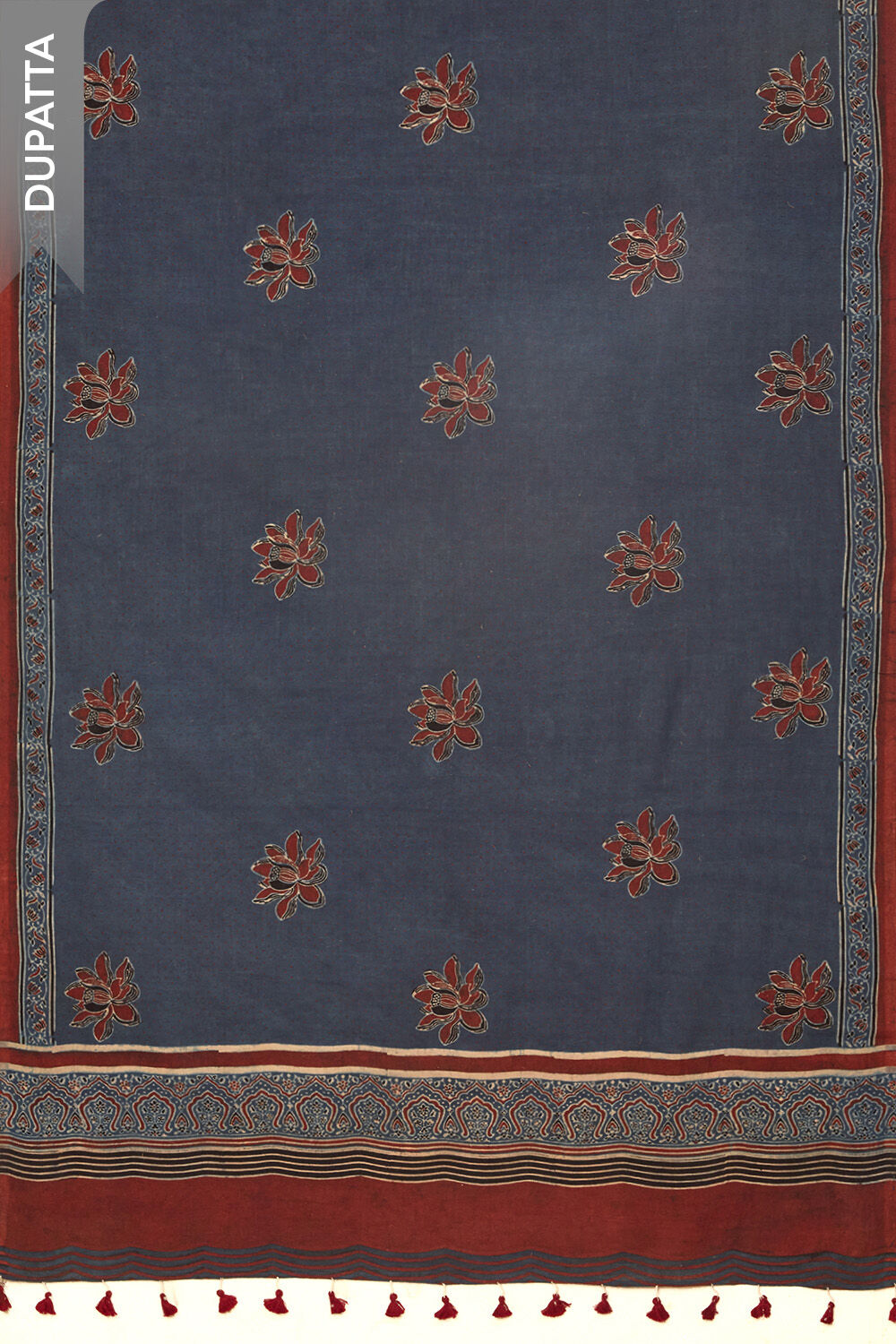 Blue Pure Cotton Ajrakh Unstitched Suit Set image number null