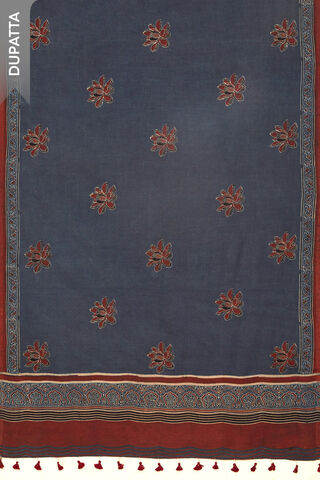 Blue Pure Cotton Ajrakh Unstitched Suit Set thumbnail image number null