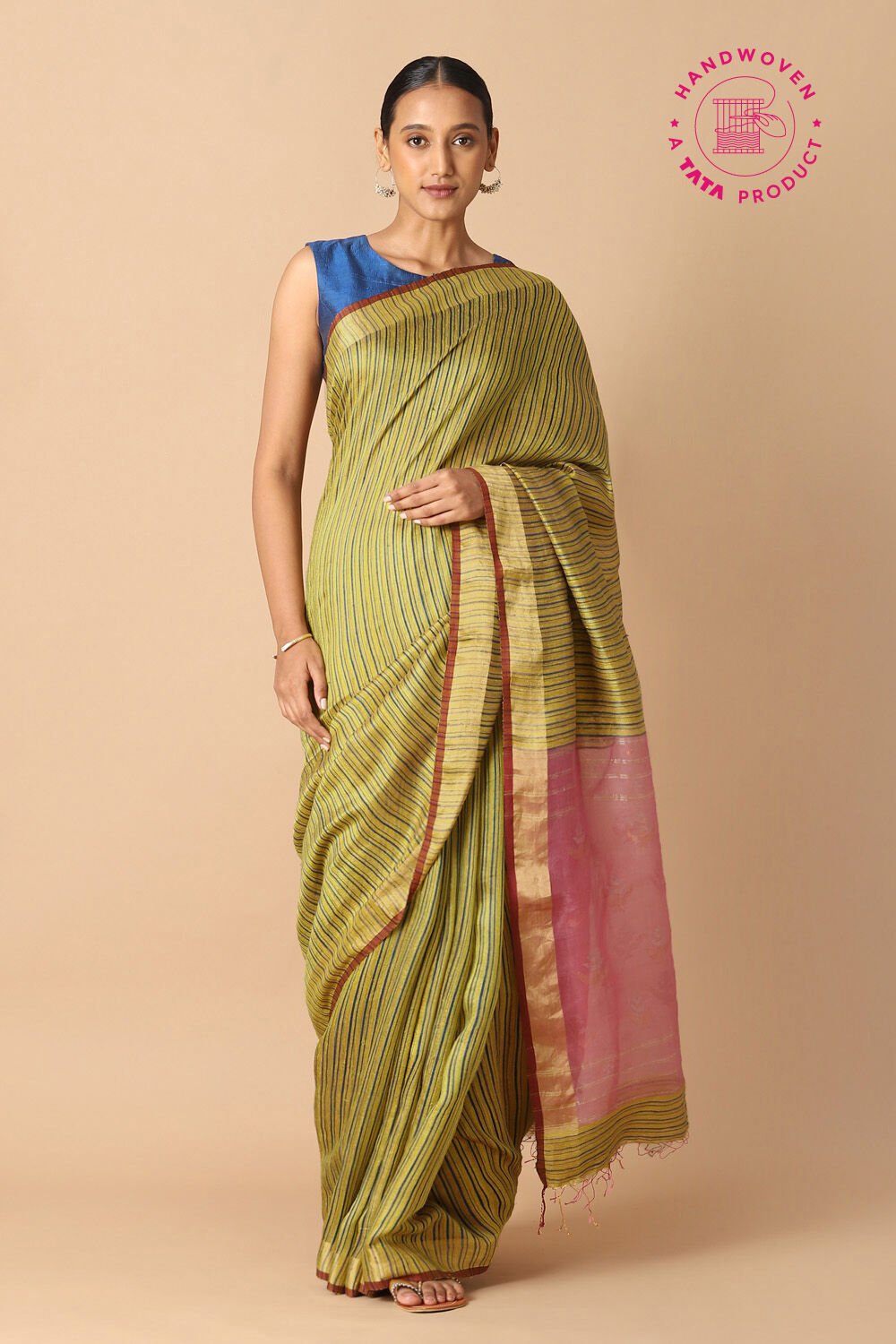 Dark Yellow Pure Silk Vanya Jamdani Saree image number null