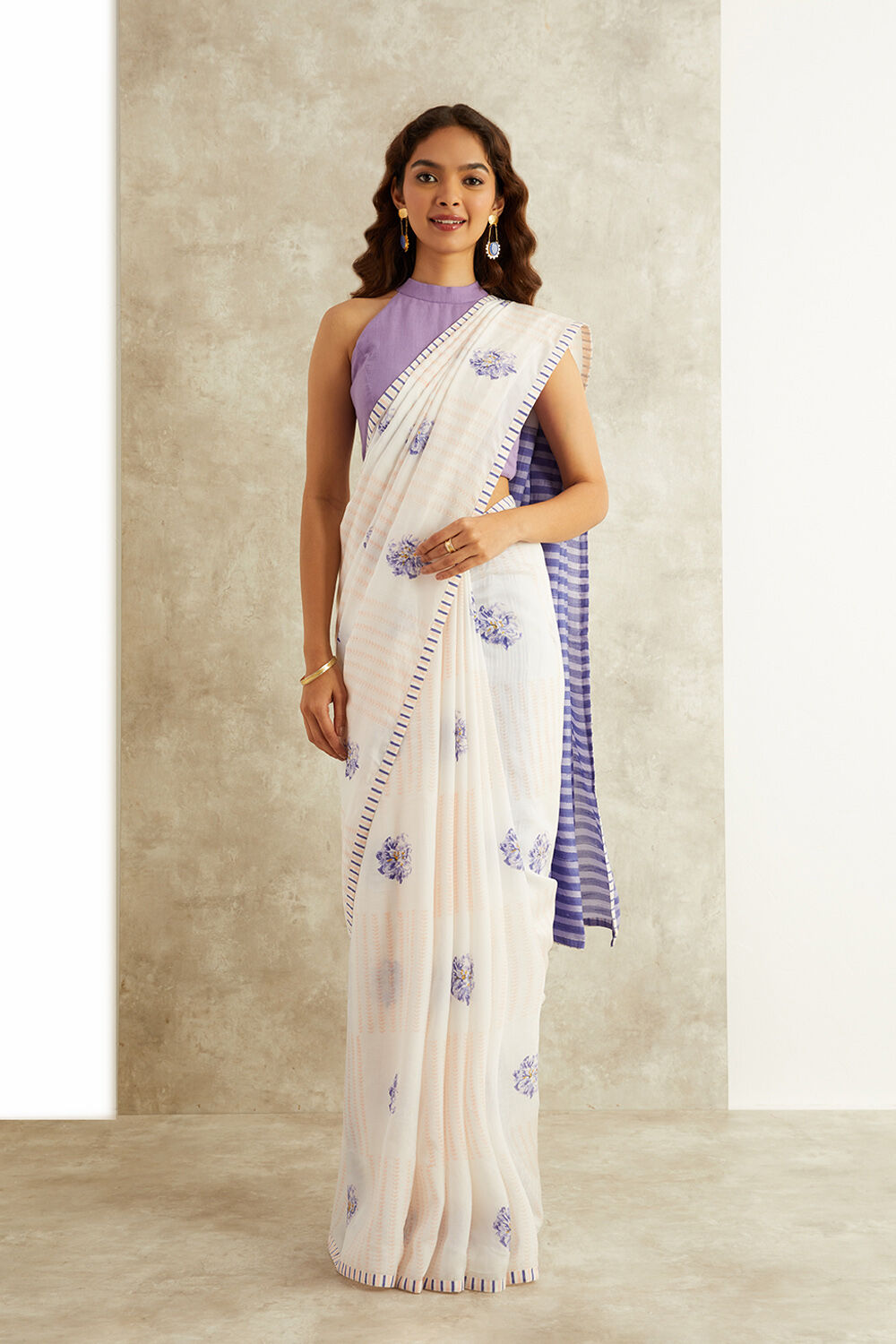 Orange Block Printed Viscose Luxe Rajasthan Saree image number null