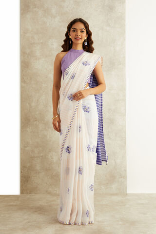 Orange Block Printed Viscose Luxe Rajasthan Saree thumbnail image number null