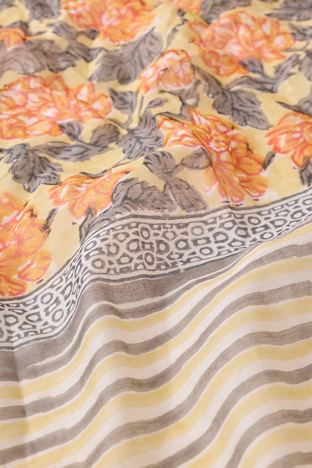 Light Yellow Rajasthan Pure Silk Cotton Printed Sanganeri Saree image number null