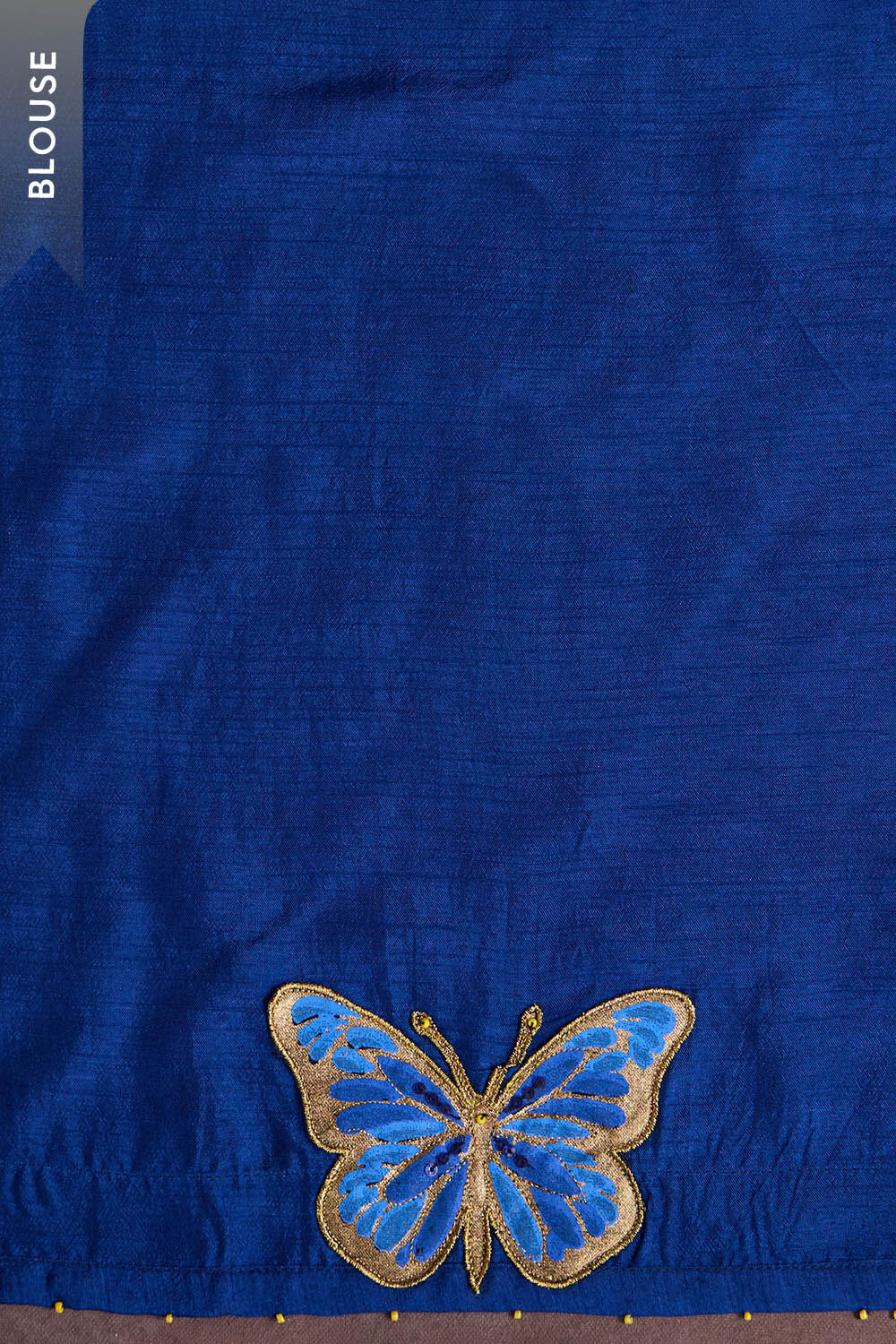 Blue Pure Silk Organza Printed Embroidered Saree image number null