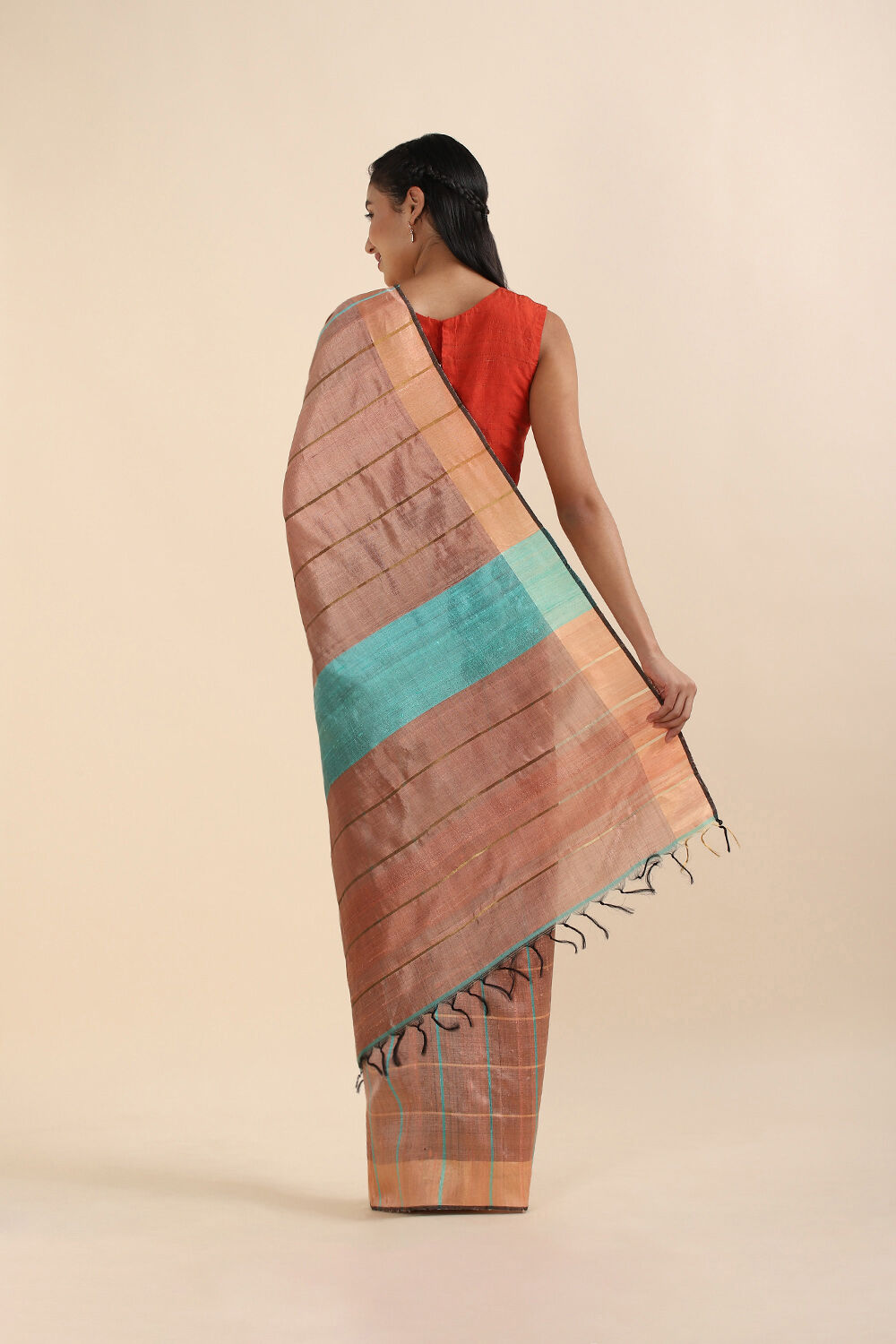 Light Pink Pure Tussar Silk Bhagalpuri Saree image number null