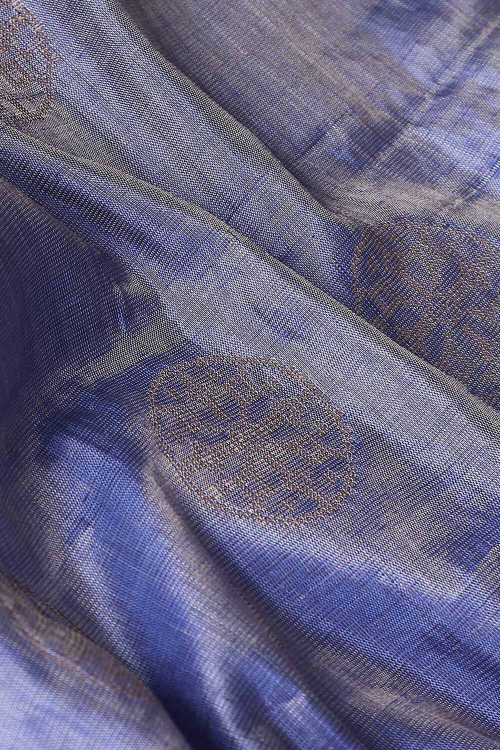 Blue Pure Tussar Silk Woven Saree image number null