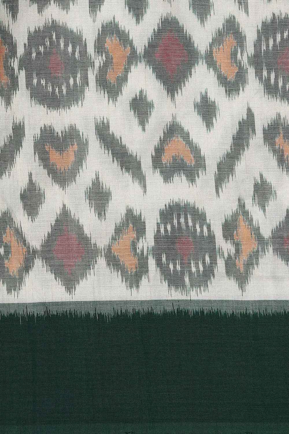 Off White Cotton Pochampalli Ikat Saree image number null