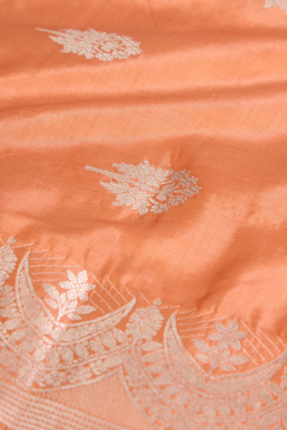 Light Orange Pure Silk Kadwa Banarasi Saree image number null