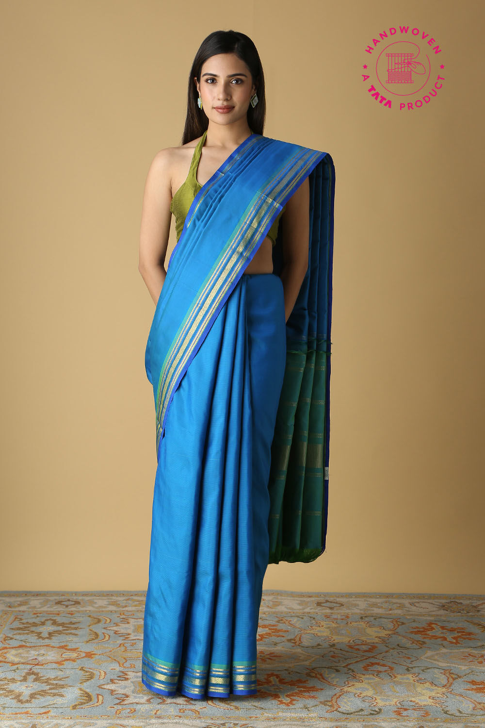 Blue Pure Silk Kanjivaram Saree image number null
