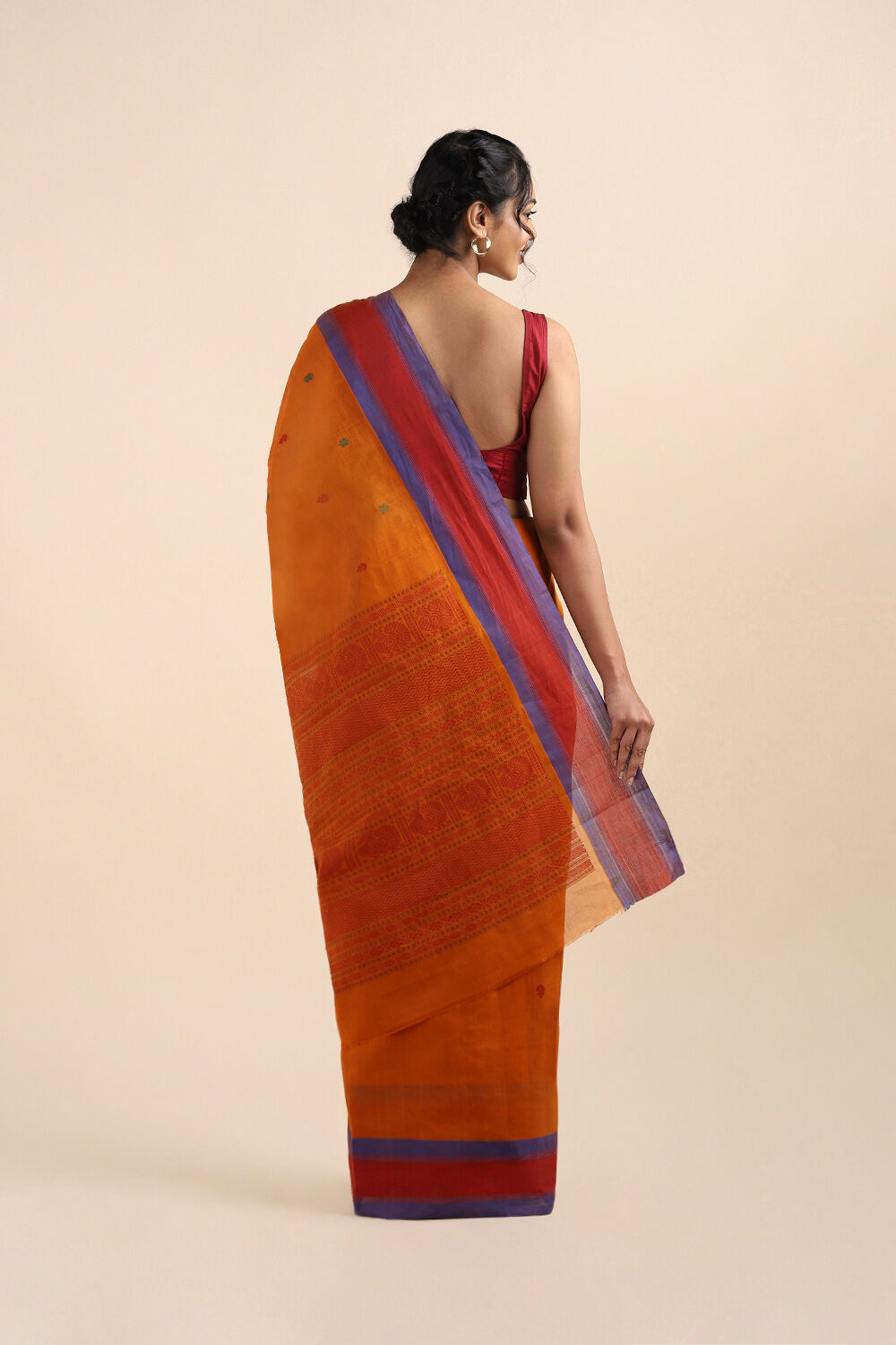Dark Yellow Pure Cotton South Saree image number null