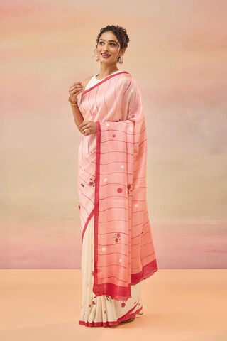 Light Pink Pure Silk Block Printed Chattisgarh Saree thumbnail image number null