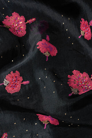 Black Pure Organza Printed Embroidery Saree thumbnail image number null