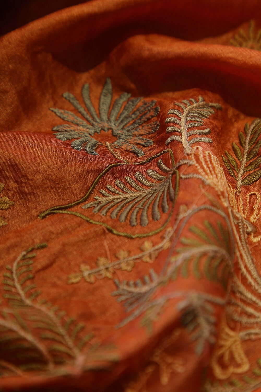 Orange Pure Tussar Silk Suit Set image number null