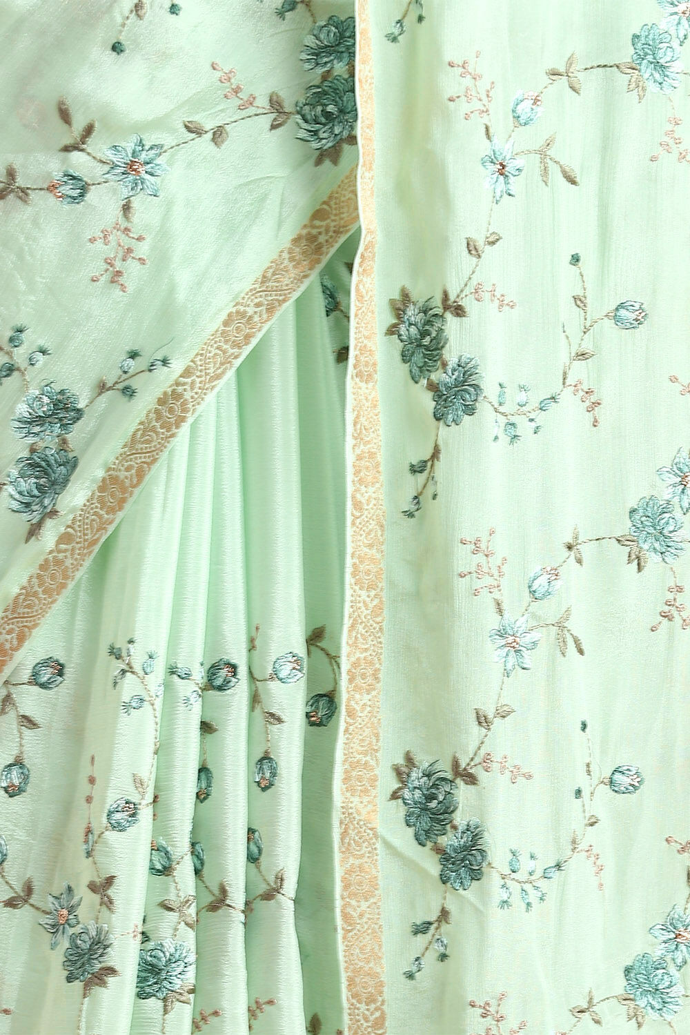 Light Pure Green Viscose Embroidered Saree image number null