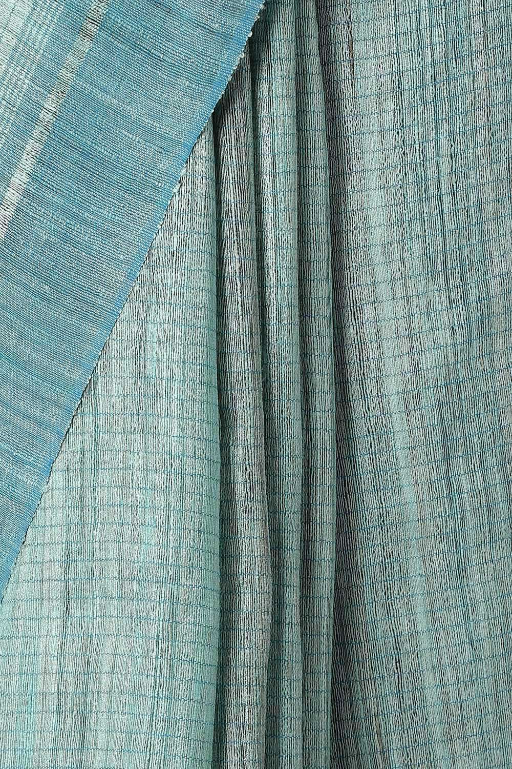 Light Pure Blue Tussar Bhagalpuri Saree image number null